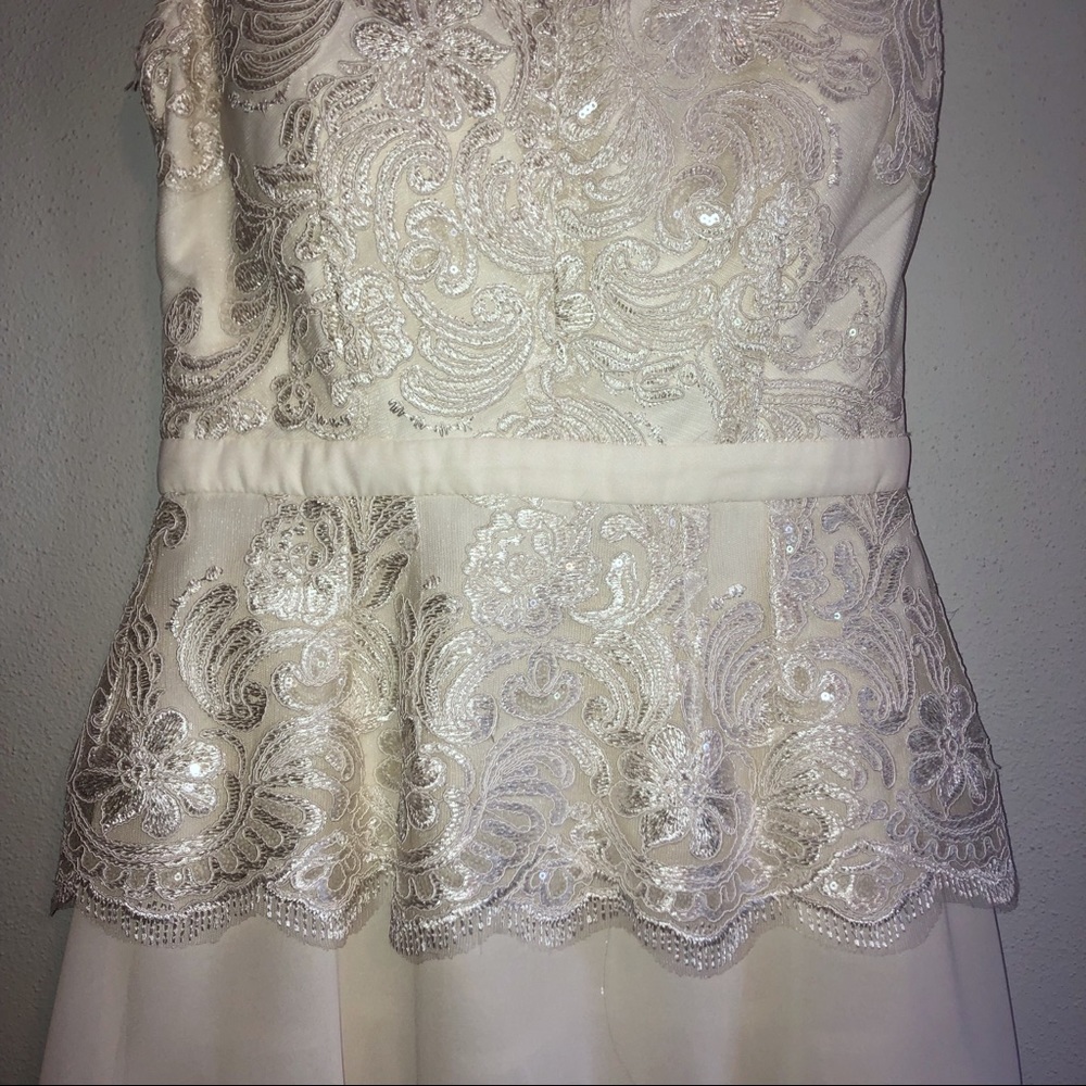 Minuet ivory lace chiffon formal dress Medium New - Picture 3 of 8